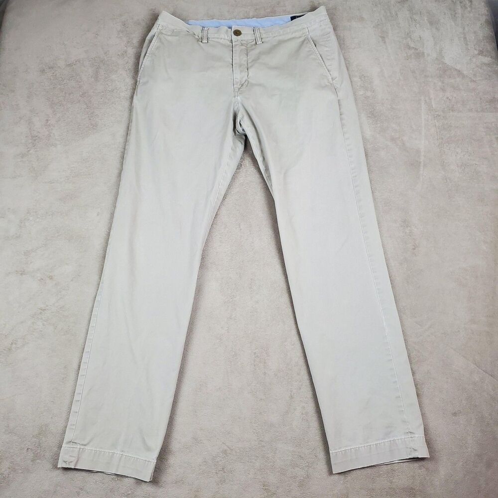 Polo Ralph Lauren Pants Mens 34x32 Beige Stretch Straight Fit Polo Chino Casual